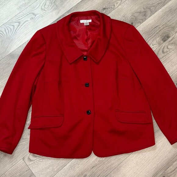 John Meyer Womens Blazer Jacket Plus Size 22W Red VTG Y2K Black Stitching Accent - Picture 4 of 16